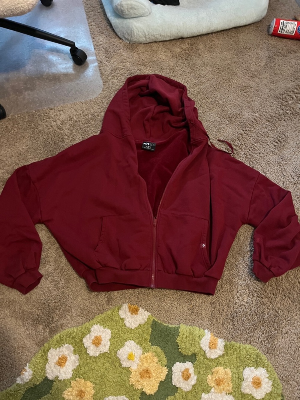 Burgundy Zip-Up popflex hoodie medium/large